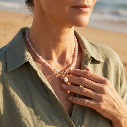 Pink Bead Pearl Necklace