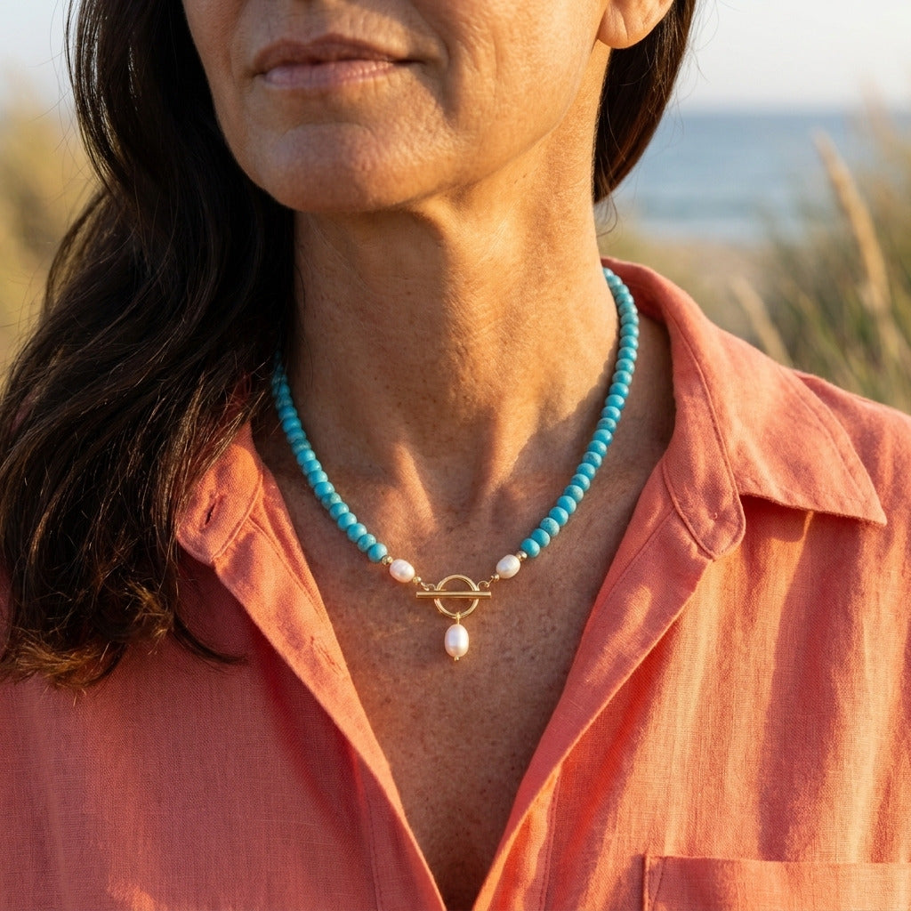 Lagoon Bead Pearl Necklace
