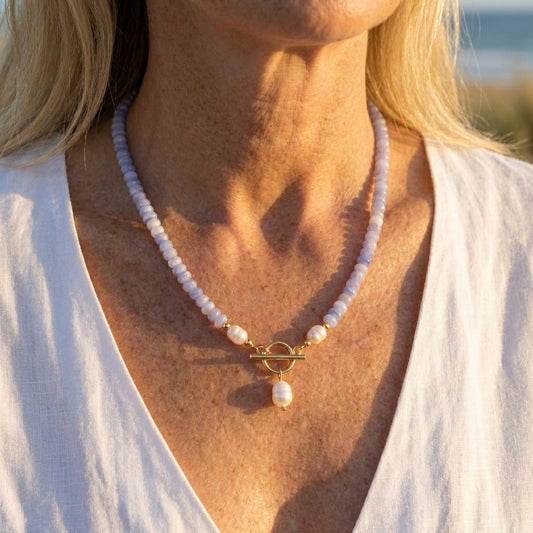 Lavender Bead Pearl Necklace