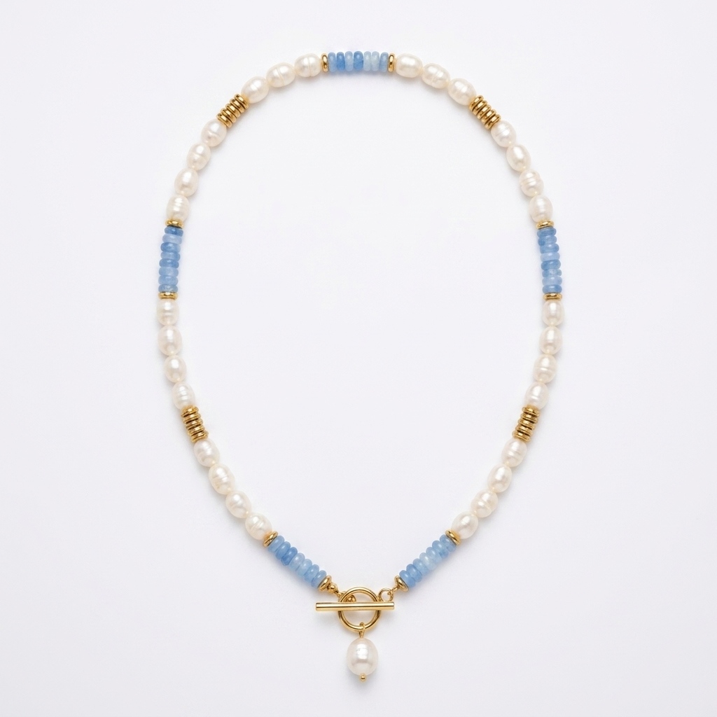 Coastal Pearl Aquamarine Necklace