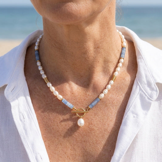 Coastal Pearl Aquamarine Necklace