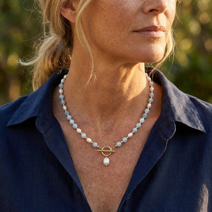 Coastal Blue Pearl Necklace