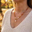 Carnelian Bead Pearl Necklace