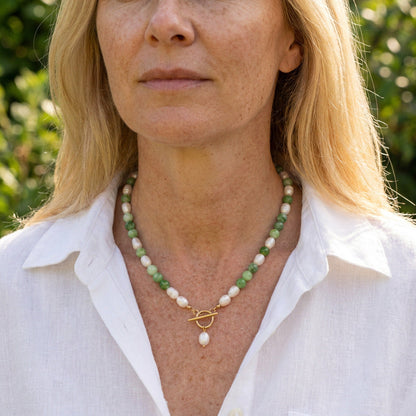 Sage Jade Pearl Necklace