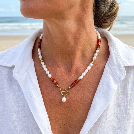 Ember Pearl Carnelian Necklace