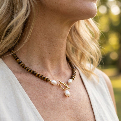 Tiger's Eye Pearl Necklace