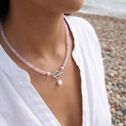 Pink Bead Pearl Necklace