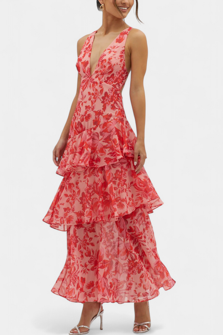 Adéla | Hedvábné šaty s hlubokým výstřihem do V