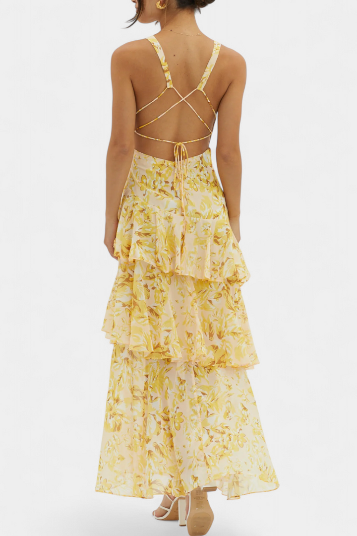 Adéla | Hedvábné šaty s hlubokým výstřihem do V