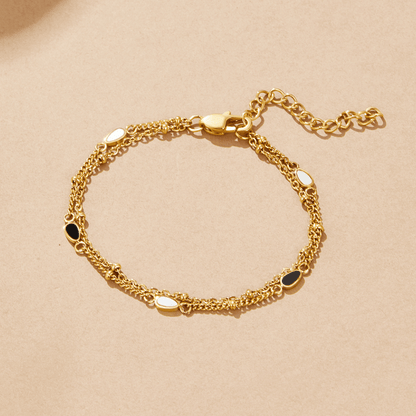 Layered Black & White Stone Bracelet
