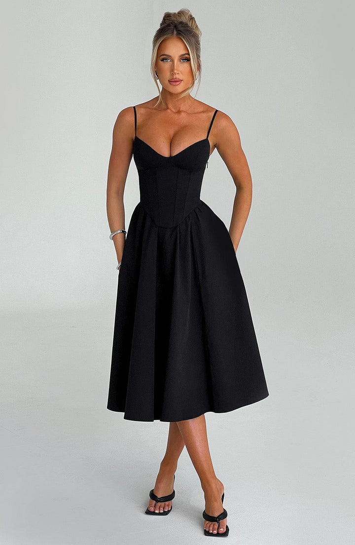 MAILEEN | Elegantní midi šaty v korzet stylu