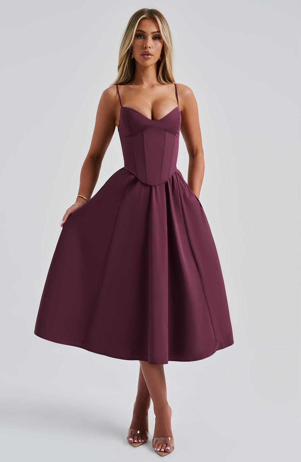 MAILEEN | Elegantní midi šaty v korzet stylu