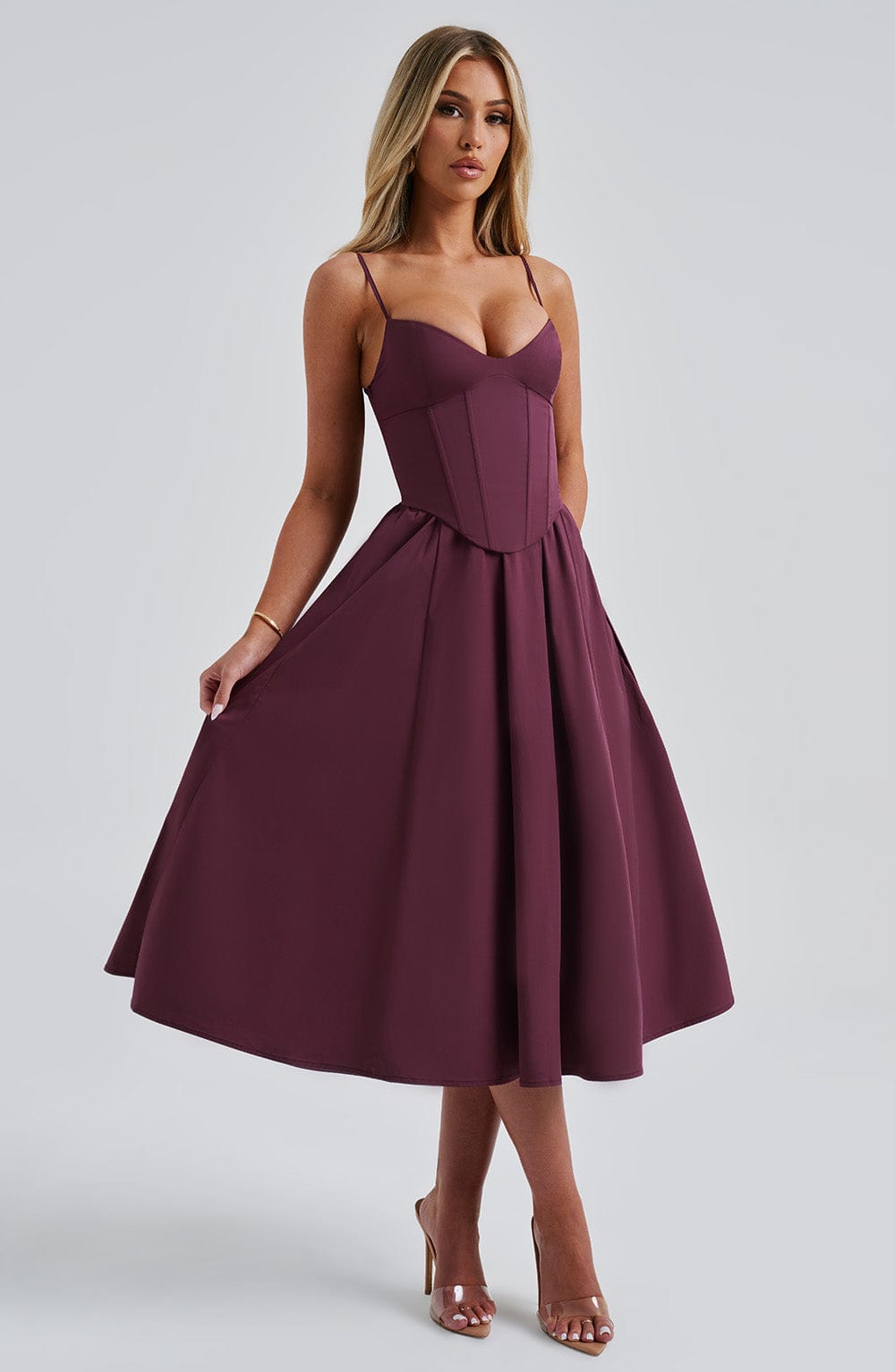 MAILEEN | Elegantní midi šaty v korzet stylu