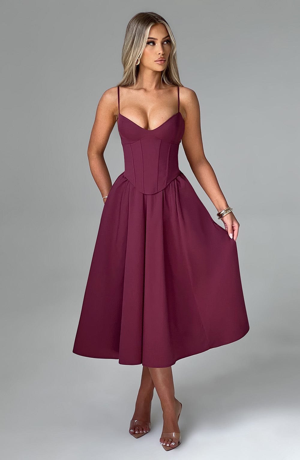 MAILEEN | Elegantní midi šaty v korzet stylu