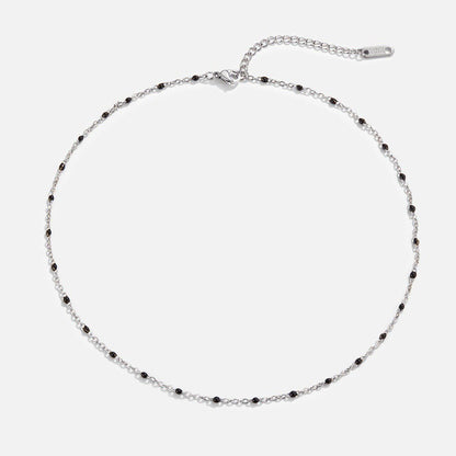 Mila Black Bead Silver Necklace