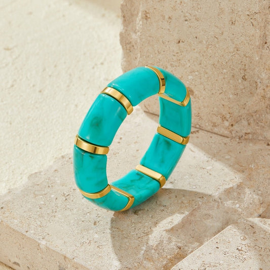 Priya Elastic Gold & Teal Bracelet