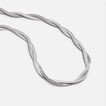 Silver Chiara Twist Snake Chain Necklace