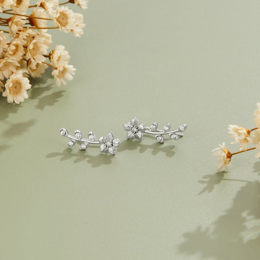 Silver Crystal Vine Earrings