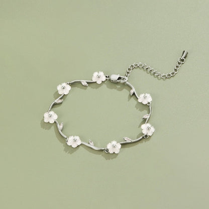 Silver White Pearl Blossom Bracelet