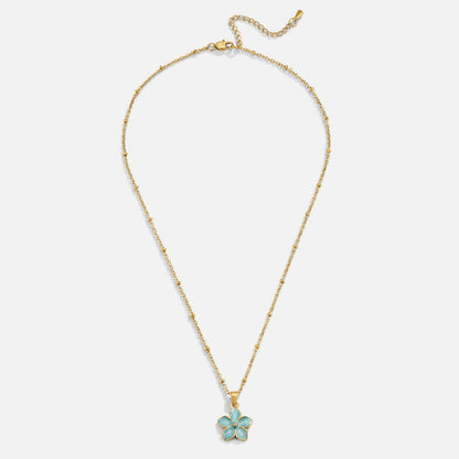Turquoise Sakura Bloom Gold Necklace