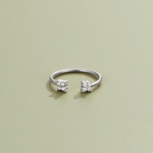 Twin Petal Silver Ring