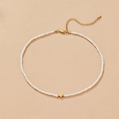 White Selene Bead  Necklace