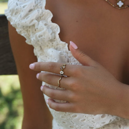 Zenya Crystal & Gold Wave Ring